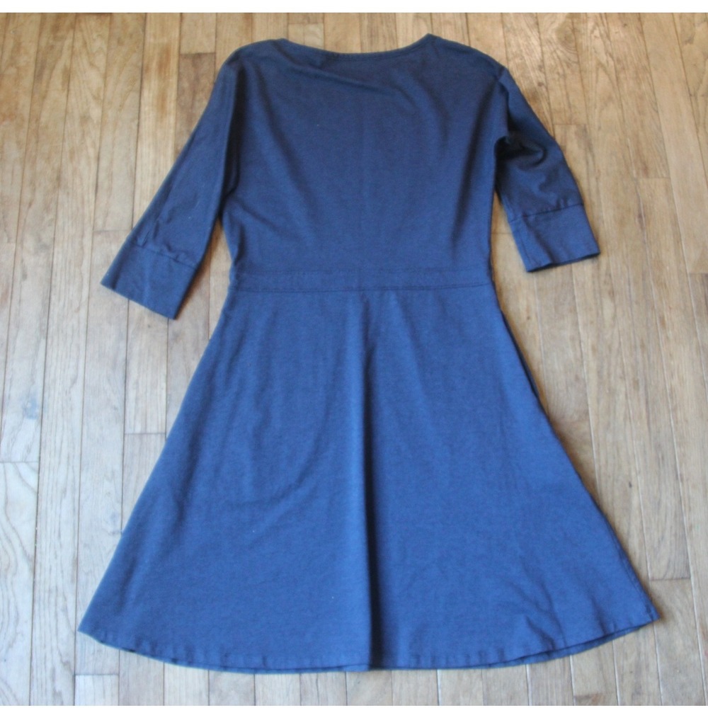 Toad&Co Mizdress Blue Knit Fit and Flare‎ Casual Dress 3/4 Sleeve Career - Picture 6 of 7